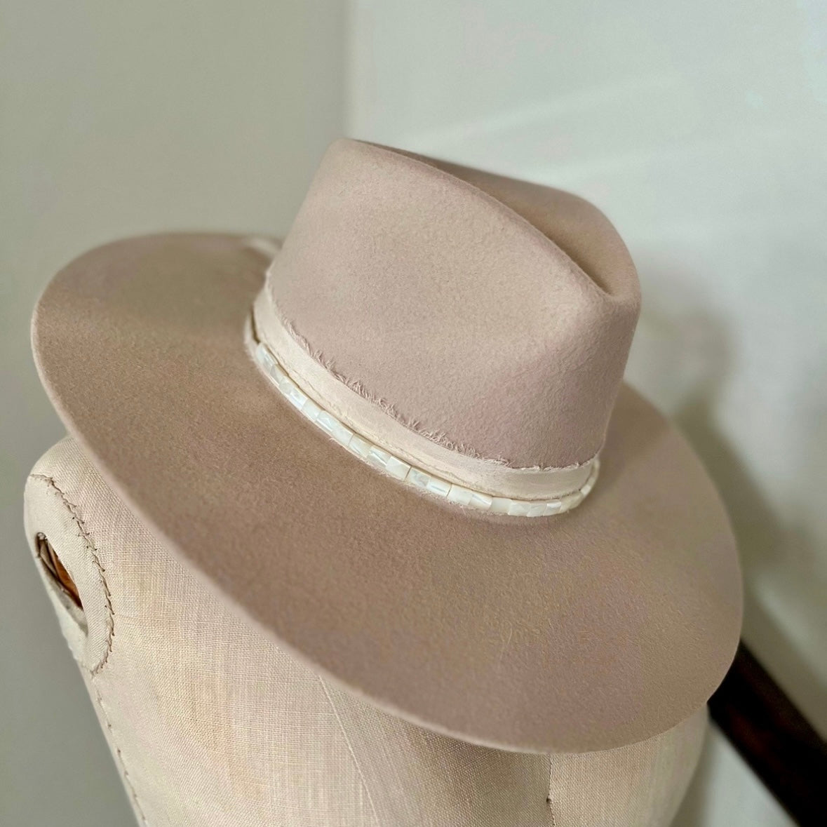 Rose Rust Mother of Pearl Beaded Hat Band